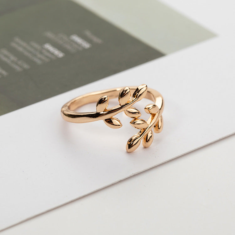 Elegant Leaf Ring - Gold Copper Statement Jewelry for Women