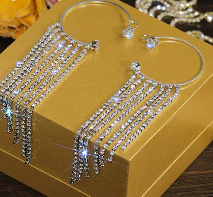 Elegant Long Tassel Earrings - Waterproof Gold & Silver Statement Jewelry